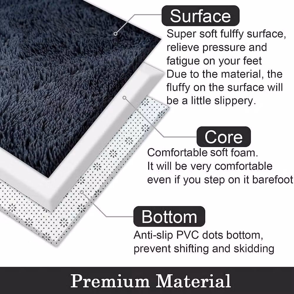 YnysTec Large Shaggy Rug in Dark Grey, Soft Fluffy Anti Slip Carpet for Living Room or Bedroom, W: 300 cm, D: 200 cm – 6