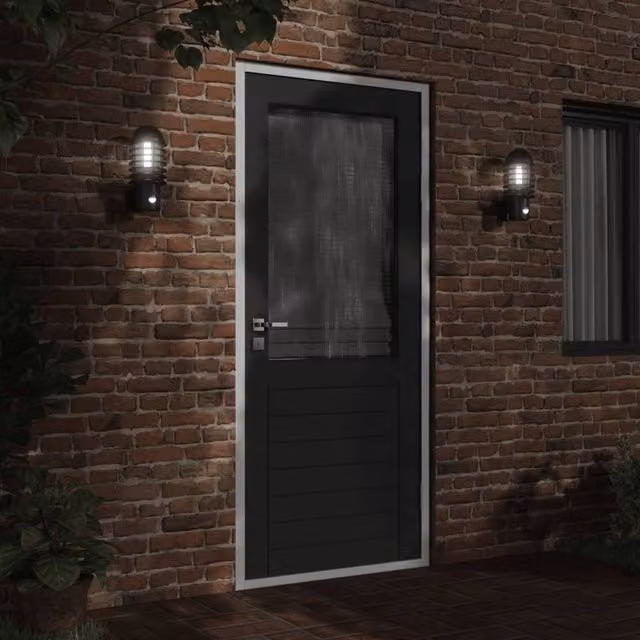 Berkfield Home Black Stainless Steel Outdoor Wall Lights with Motion Sensor and Timer, 2 Pack