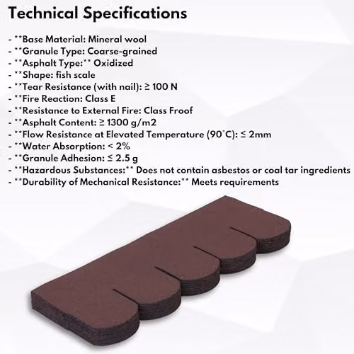 NOVECRAFTO Brown Fish Scales Design Premium Asphalt Roof Shingles, 25 Pieces Covering 3 sqm, W/H: 80 x 31.5 cm – 6