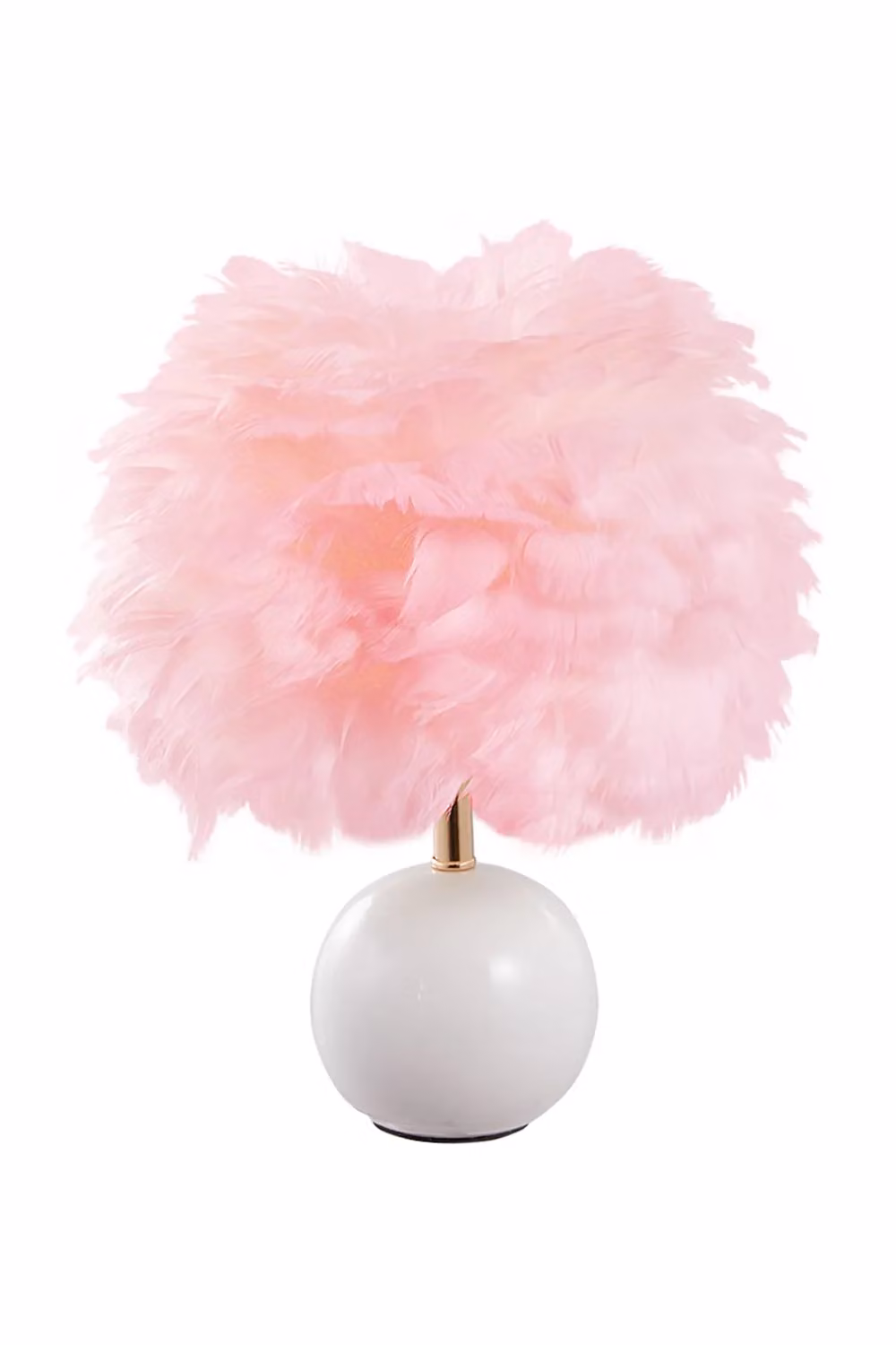 Living and Home Modern Pink Feather Table Lamp with Ceramic Base and Warm White Light, H 40.0 cm x W 30.0 cm x D 30.0 cm – 2