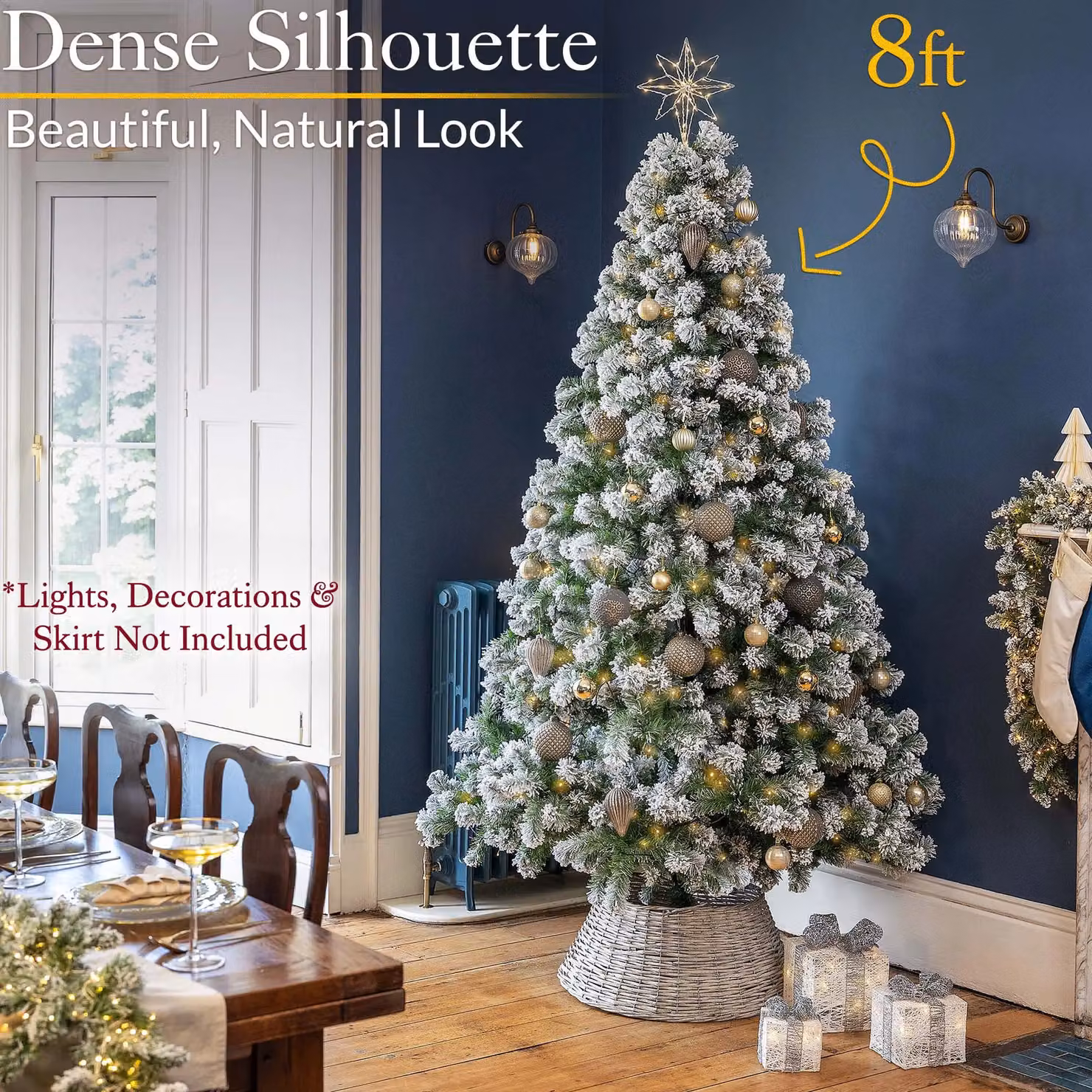 Christow Chamonix Spruce Flocked Artificial Christmas Tree in Green and Silver – 2