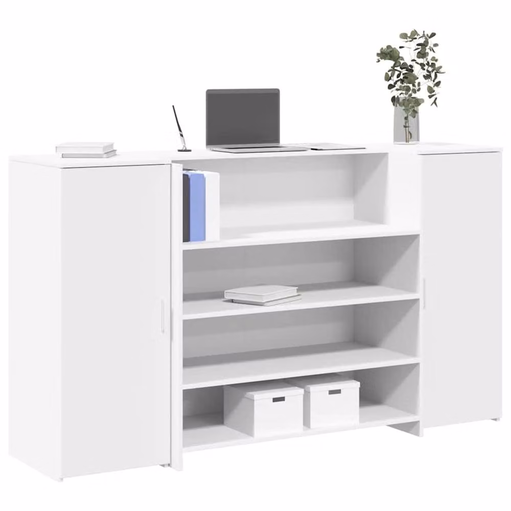 Berkfield Home White Reception Desk in Engineered Wood, W: 180 cm, D: 50 cm, H: 103.5 cm – 2