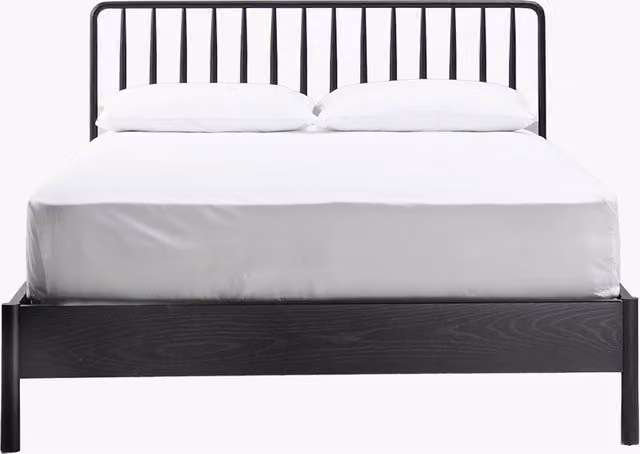 Perch & Parrow Rebecca 5' Oak King Bed Frame in Black, W/D/H: 180 x 200 cm