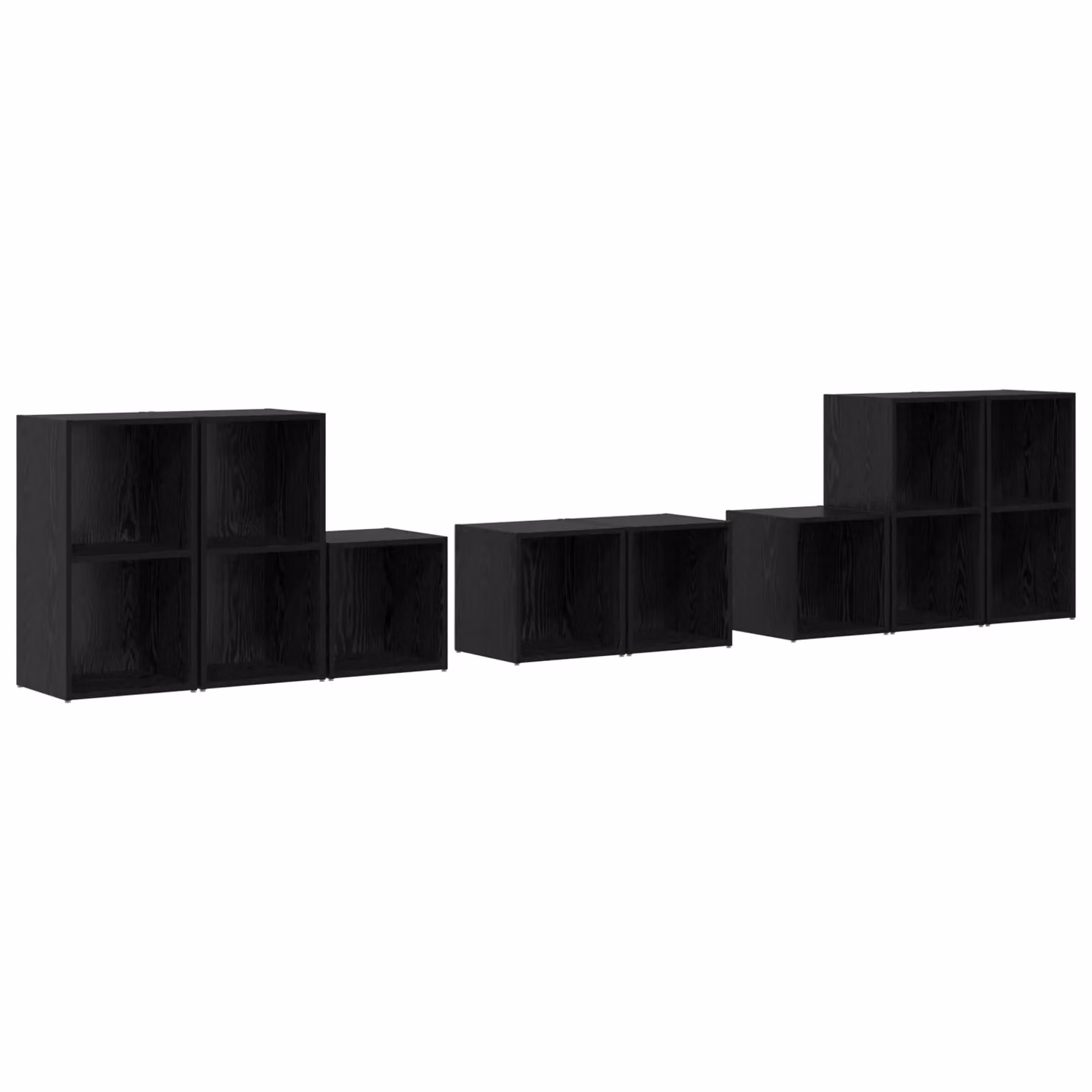 Berkfield Home Modern 8-Piece Black Oak TV Cabinet Set with Storage Shelves and Media Compartments – 2