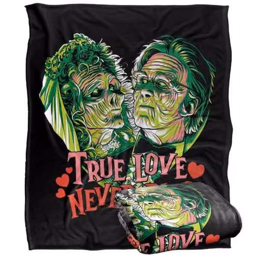 LOGOVISION Beetlejuice Valentine True Love Never Dies Super Soft Silky Touch Fleece Throw Blanket, Multicolour, W: 152 cm, D: 127 cm – 1