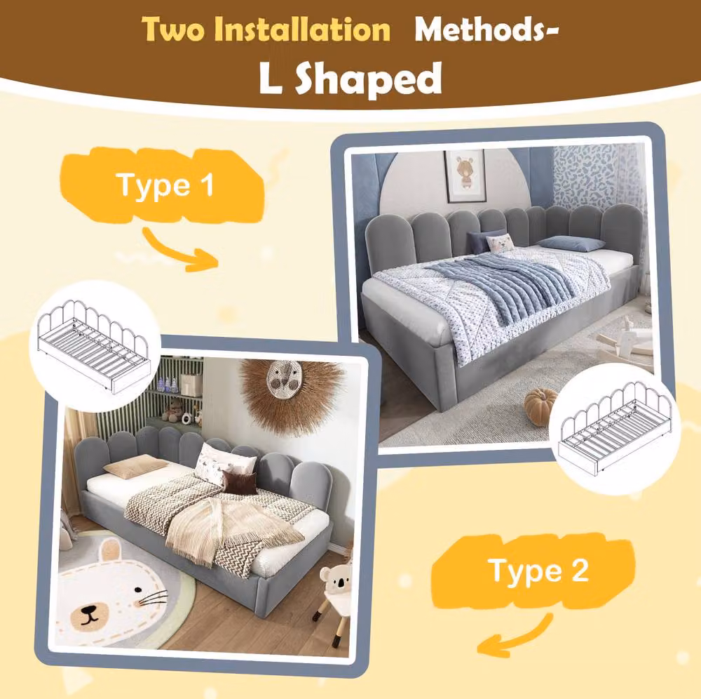 STILVORA Grey Velvet Single Day Bed with Pull-Out Bed and Drawers, W/D/H: 200 x 90 x 76 cm – 5