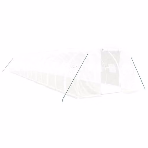 vidaXL Greenhouse with White Steel Frame, W: 16 m, D: 3 m, H: 2 m – 1