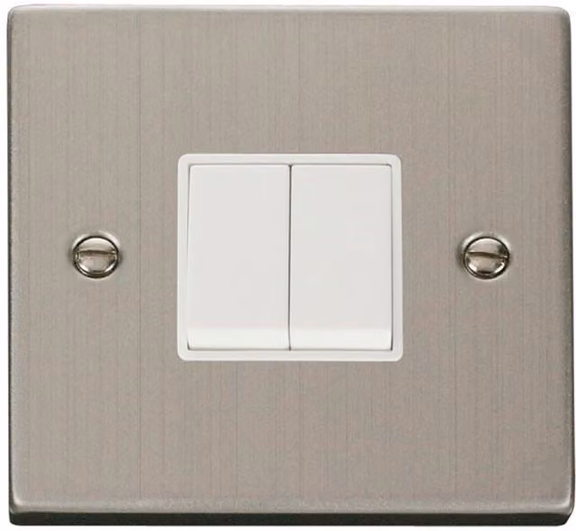 SE HOME Stainless Steel 2 Gang 2 Way Surface Mounted Light Switch in White and Silver