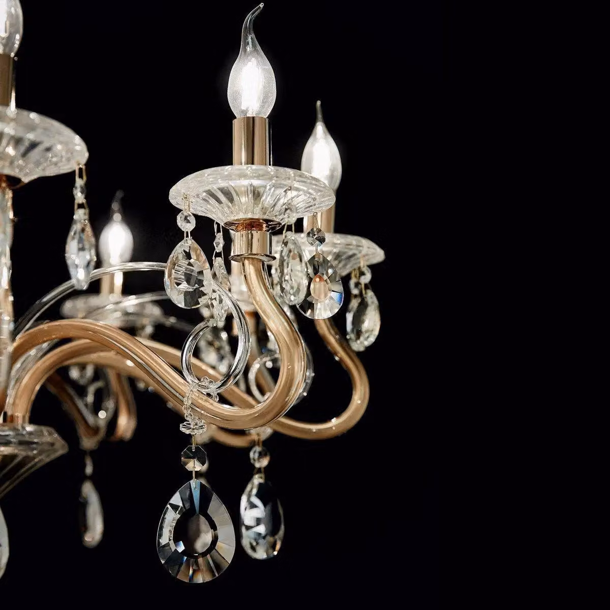 Ideal Lux Negresco Netlighting Suspended Chandelier in Gold and Transparent Glass with 8 E14 Bulbs – 2