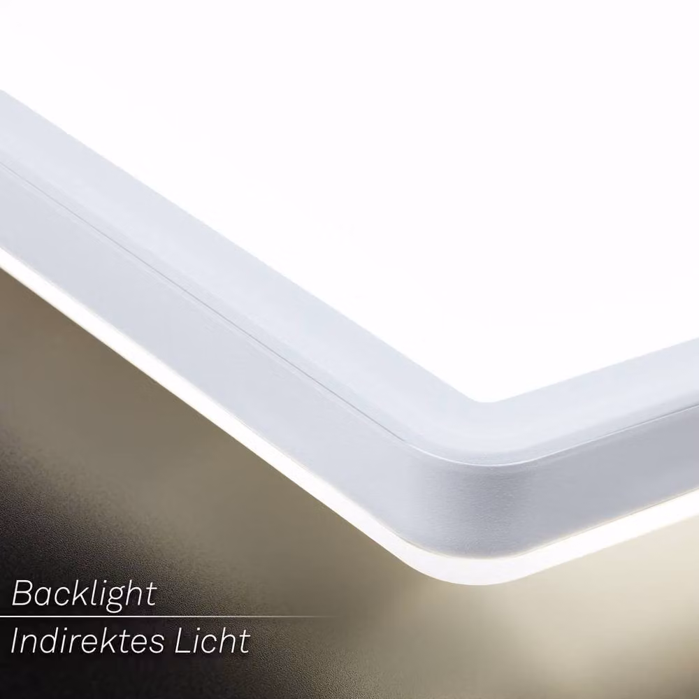 Briloner White Square Slim LED Ceiling Light with Indirect Lighting, W/D/H: 42 x 42 x 3 cm – 2