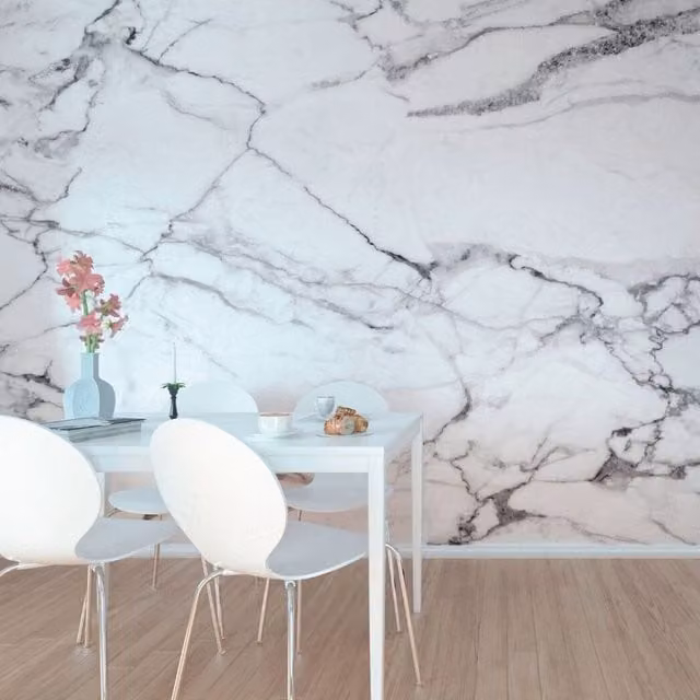 Origin Murals White Abstract Marble Alabaster Wall Mural