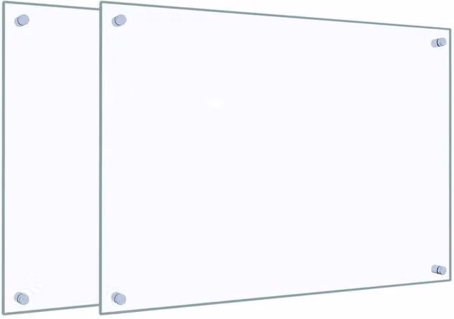 Berkfield Home Kitchen Backsplash 2 Pack of Transparent Tempered Glass, W: 70 cm, H: 50 cm – 1