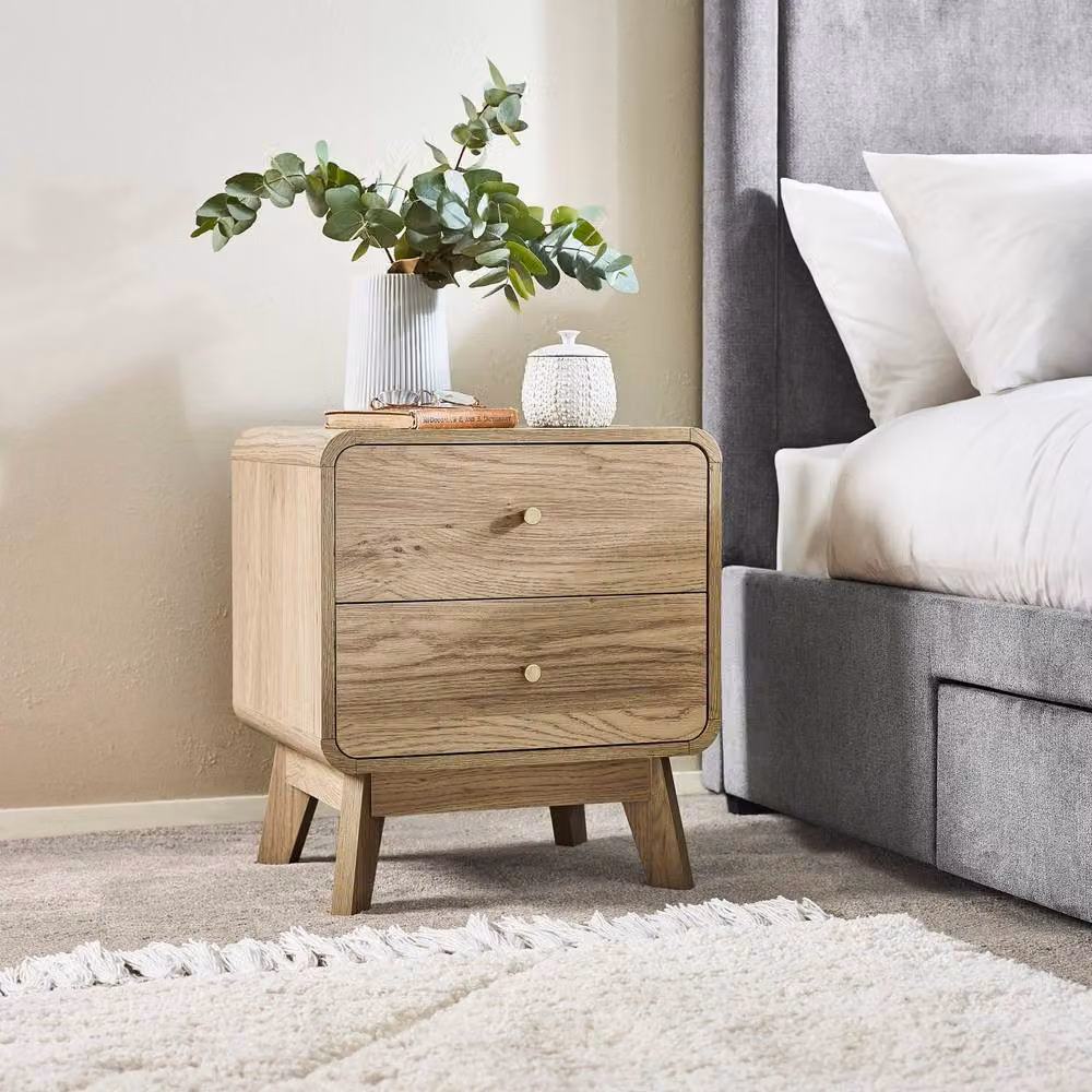Cheshire Premium Freya 2 Drawer Oak Bedside Unit in Beige – 2