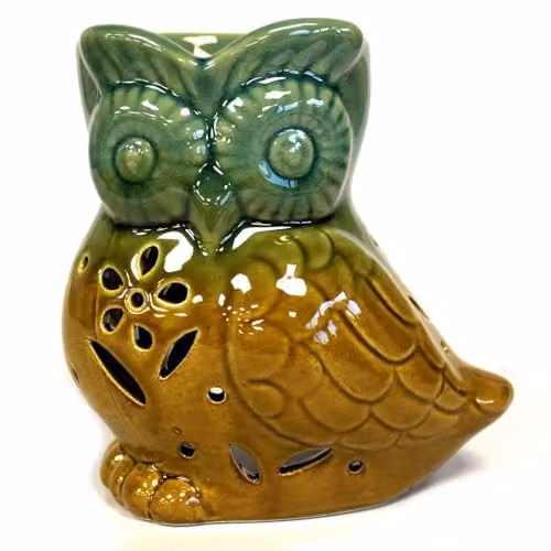 KDMD Classic Rustic Ceramic Owl Side-on Tealight Oil Burner in Brown and Multicolour – 2