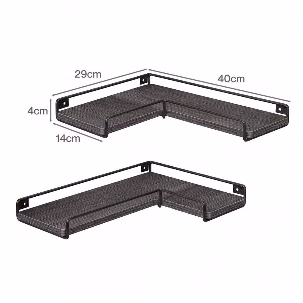 Kelvenix Set of 2 Black Floating Corner Wall Shelves for Kitchens, W/D/H: 100 x 100 x 100 cm – 2