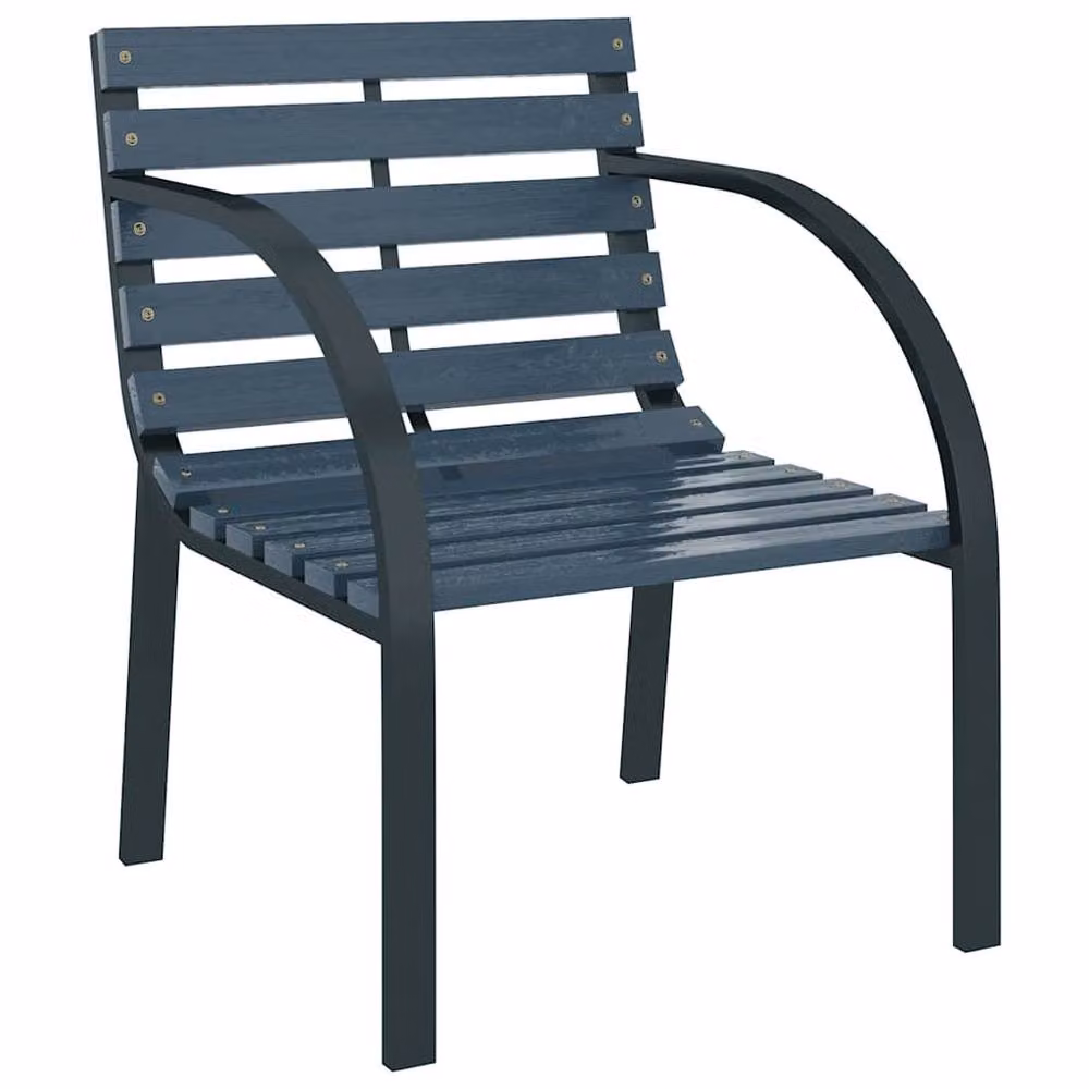 Berkfield Home Set of 2 Grey Wood and Metal Garden Chairs – 3