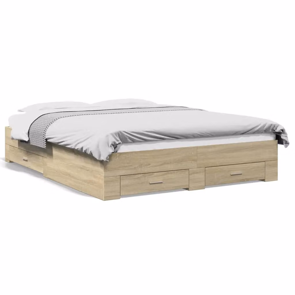 Berkfield Home Sonoma Oak Bed Frame with Drawers in Brown, W/D/H: 160 x 200 cm – 2