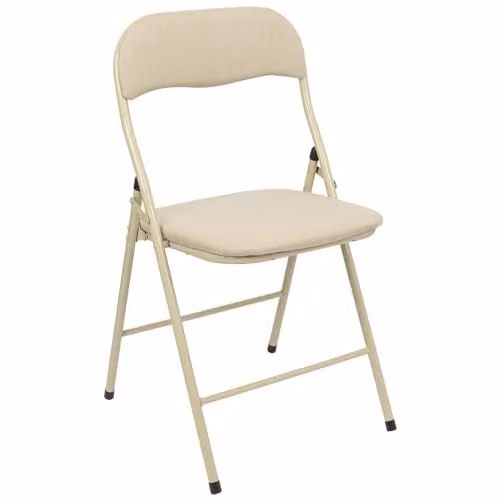 Harbour Housewares Fabric Padded Metal Folding Chair in Beige – 1