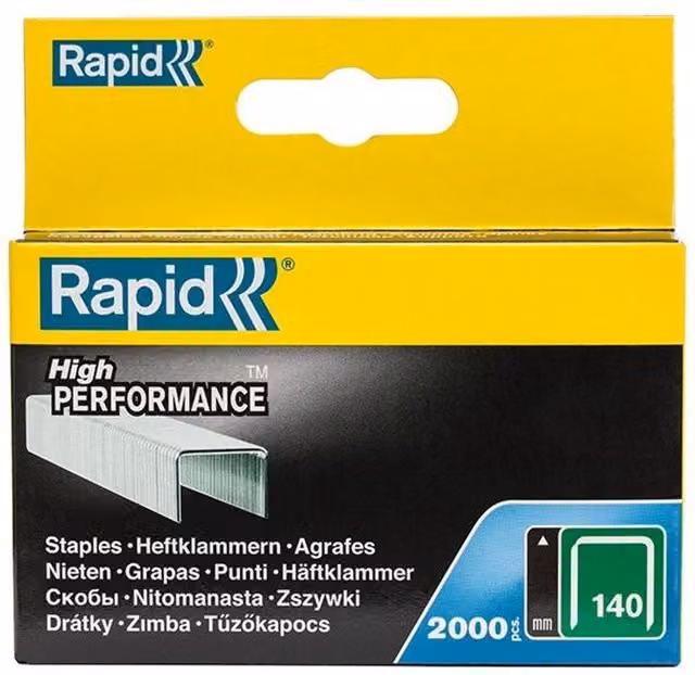 Rapid 140 Series Galvanised Steel Flat Wire Staples in Silver