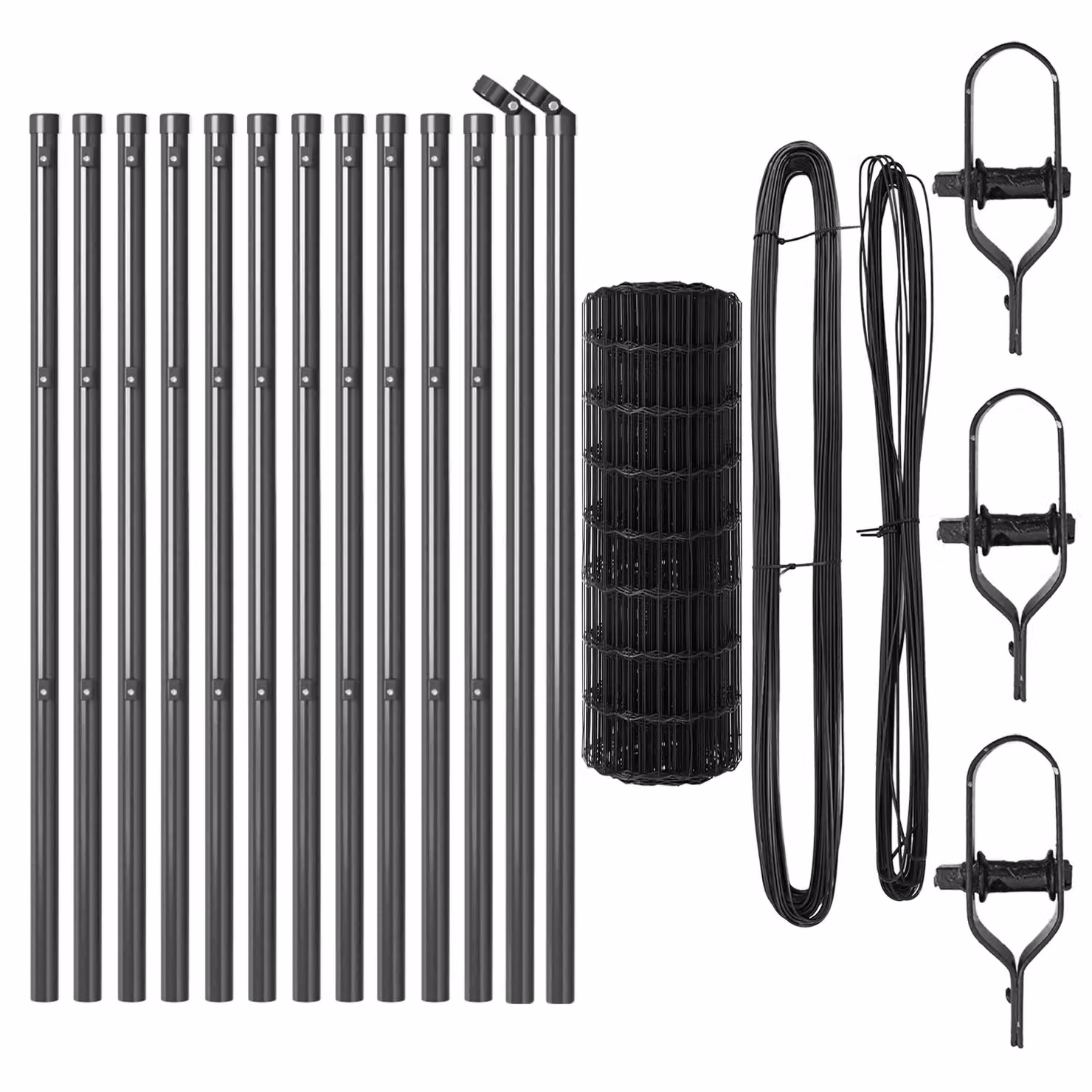 Berkfield Home Euro Fence with 13 Posts, Galvanised Steel, Grey and Silver, W: 25 m, H: 0.6 m – 3