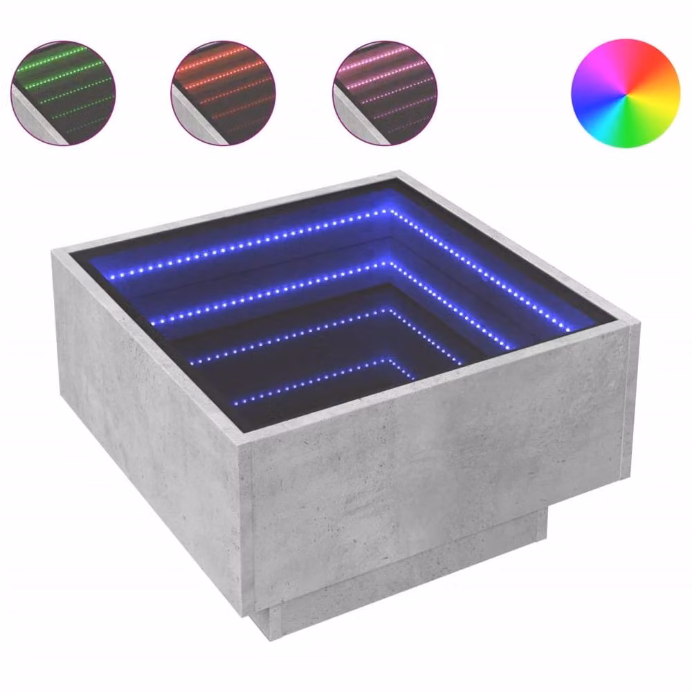 Berkfield Home Decorative LED Coffee Table in Concrete Grey, W/D/H: 50 x 50 x 30 cm – 2
