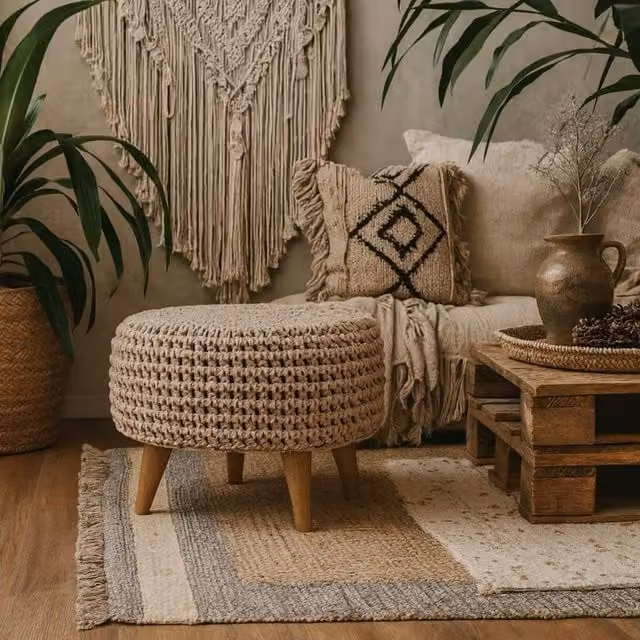 Wyld Haus Mantua Beige Rectangular Mango Wood Footstool W/D/H: 38 x 38 x 38 cm