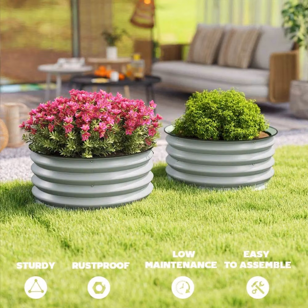 FLAVORA 2 Pack Metal Raised Planter Beds in Green, W/D/H: 60 x 30 x 30 cm – 5