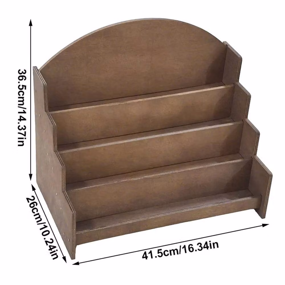 VOGREX 4-Tier Rustic Wooden Postcard and Greeting Card Display Stand in Brown – 2