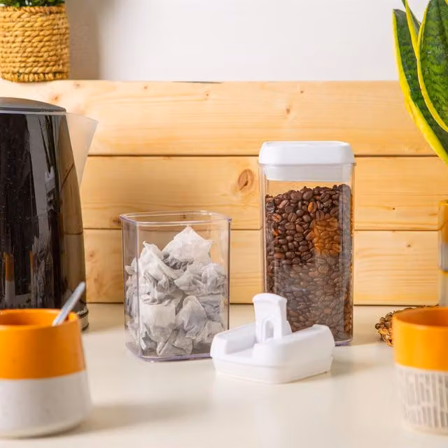 Argon Tableware Flip Lock Plastic Food Storage Containers, 3 Piece Stackable Set, White