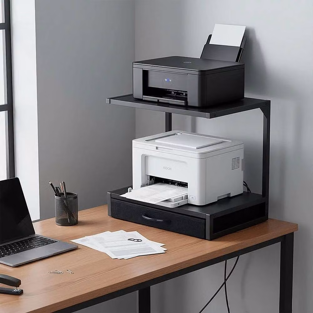 EONLION Black 2 Tier Desktop Printer Stand with Table, Width: 100 cm – 5