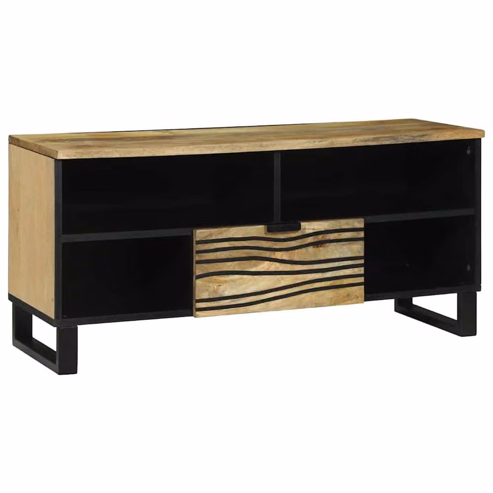 Berkfield Home TV Cabinet in Brown Solid Mango Wood, W/D/H: 100 x 33.5 x 46 cm – 2