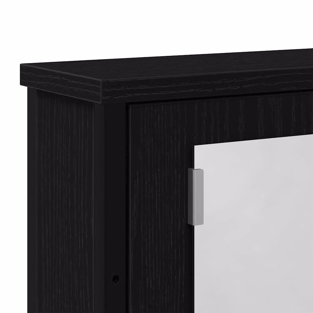 Berkfield Home Sturdy Black Oak Bathroom Mirror Cabinet, W/D/H: 42 x 12 x 60 cm – 7