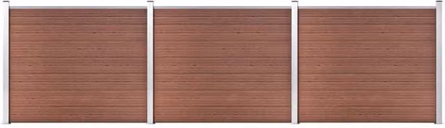 Berkfield Home WPC Fence Panel Set, Brown, W: 526 cm, H: 146 cm – 1