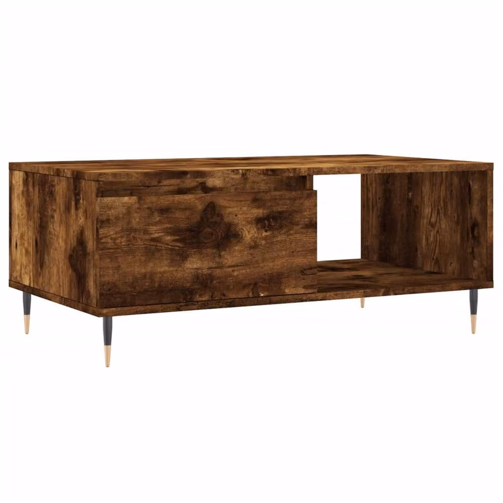Berkfield Home Modern Rectangular Coffee Table in Smoked Oak Brown, W: 90 cm, D: 50 cm, H: 36.5 cm – 3