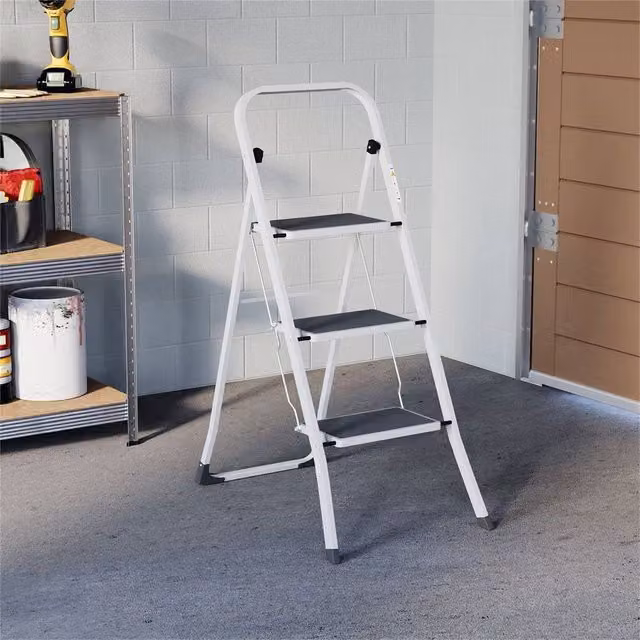 PAWNORA 3 Step Folding Portable Compact Ladder in White – 1