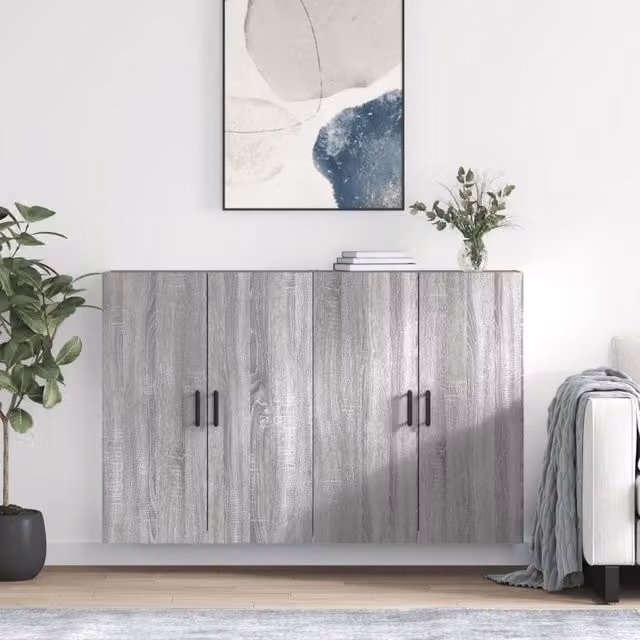Berkfield Home Wall Mounted Cabinets, 2 Piece Set, Grey Sonoma, W: 69.5 cm, D: 34 cm, H: 90 cm – 1