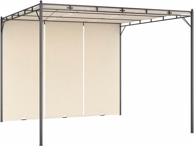 Berkfield Home Garden Gazebo with Side Curtain, Beige, W/D/H: 300 x 300 x 225 cm