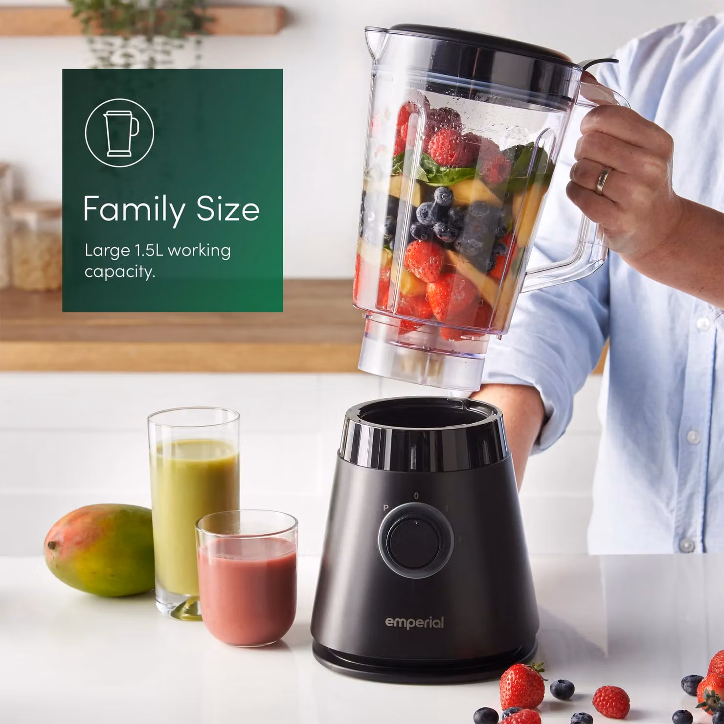 Emperial 600W Smoothie Maker and Ice Crusher with 1.5L Jug, 2 Speeds and Pulse Function in Black – 4