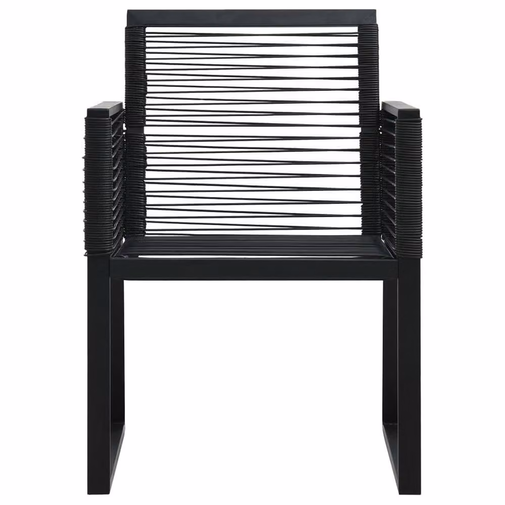 Berkfield Home Set of 2 Modern Black Matt PVC Rattan Garden Chairs – 3