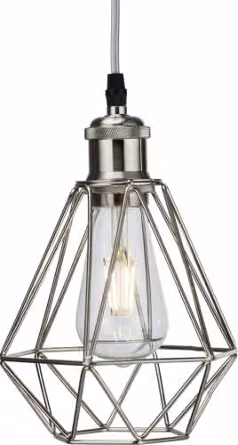 Netlighting Knightsbridge Vintage Metal Pendant Cage in Grey and Chrome – 1
