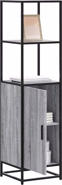 Berkfield Home Grey Sonoma Highboard in MDF and Metal, W/D/H: 35.5 x 35.5 x 139 cm
