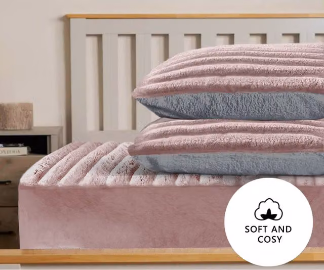 Velosso Hygge Striped Jumbo Cord Ribbed Pillowcase Pair in Pink