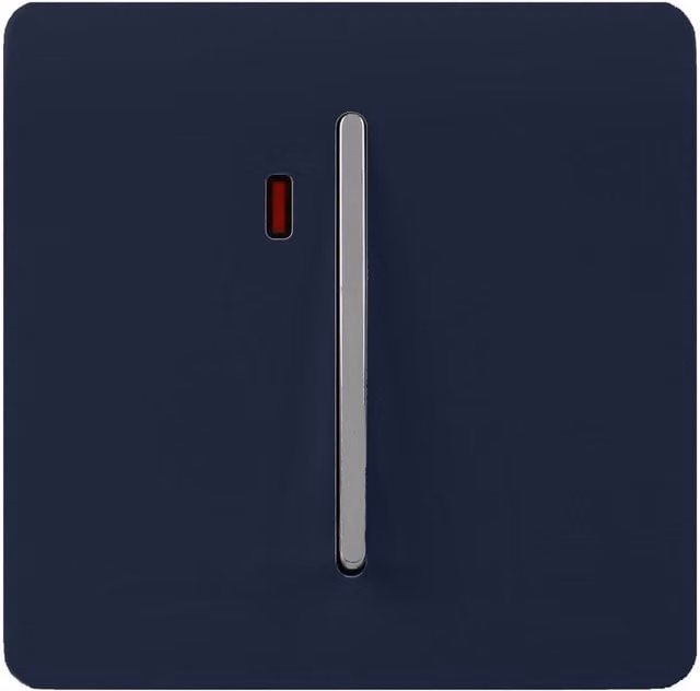 Trendi Switch Modern Blue and Chrome Plastic Flush Plate Switch