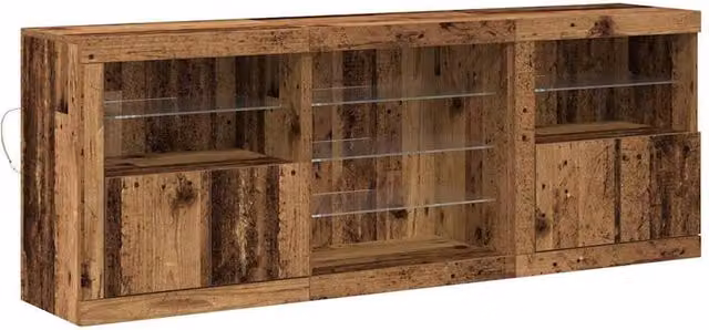 Berkfield Home Rustic Brown Sideboard with Integrated LED Lights, W/D/H: 181.5 x 37 x 67 cm