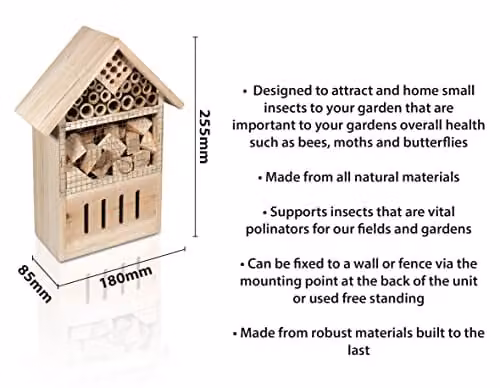 St Helens Home & Garden Eco-Friendly Wood Insect Hotel in Brown, W/D/H: 25.5 x 18.0 x 8.5 cm – 2