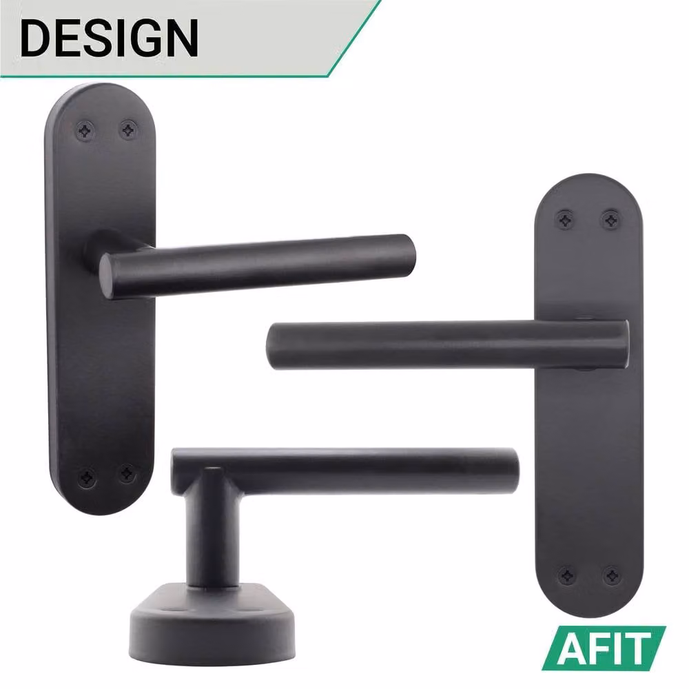 AFIT Matt Black T-Bar Door Handles with Backplate, Internal, 1 Pair, W/D/H: 15 x 15 x 1.5 cm – 2