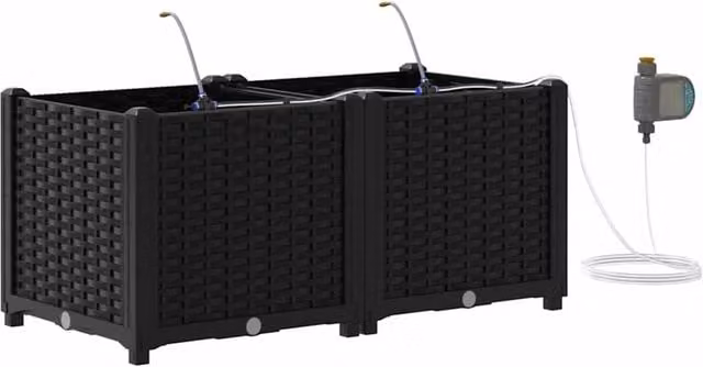 Berkfield Home Garden Planters with Water Irrigation System, 2 Pack, Black – 1