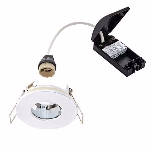 Netlighting Speculo LED Fire Rated Round Recessed Bathroom Downlight, Matt White and Transparent Glass, IP65