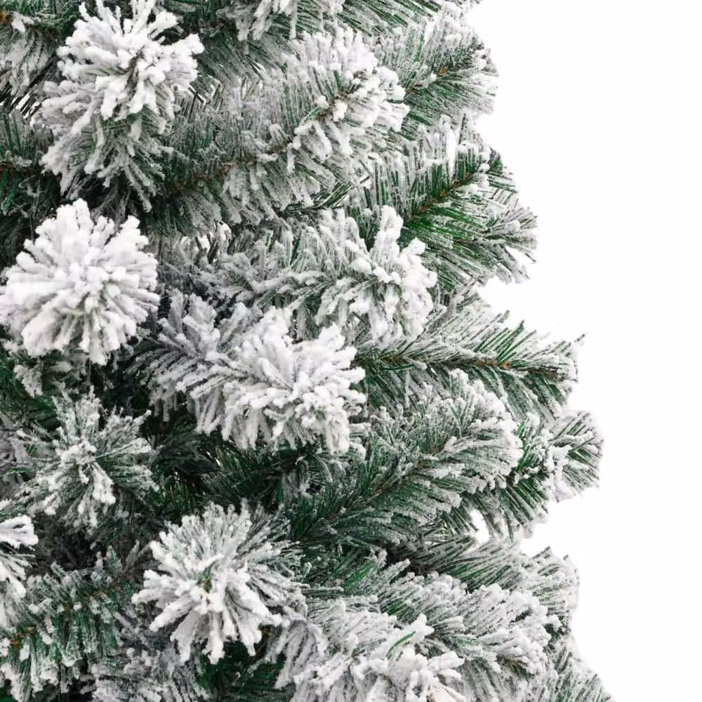 Berkfield Home Beautiful Artificial Hinged Christmas Tree with Flocked Snow, White, Height: 210 cm – 4