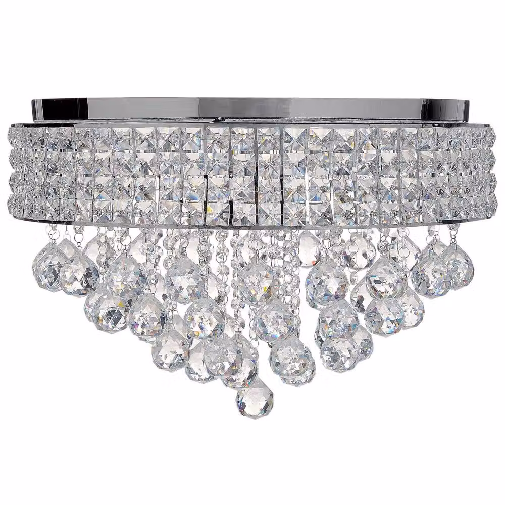 Wyld and Coco Chrome-Finish Crystal Pendant Chandelier in Silver – 2